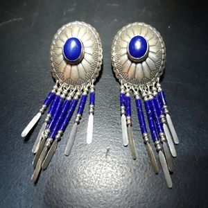 Natural Lapis Lazuli Concho Earrings J10